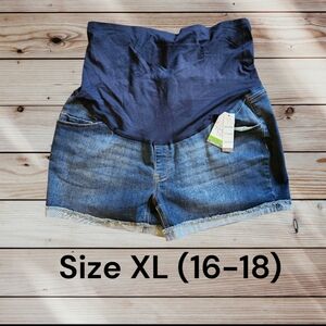 Women's Blue Denim Maternity Shorts